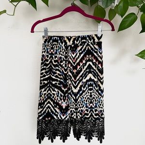 Tribal print lace Bodycon midi skirt